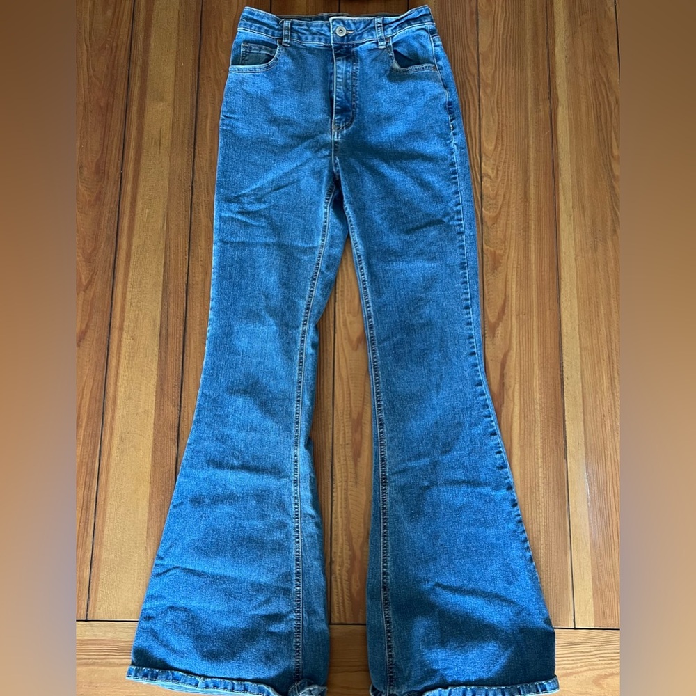 Cotton On Blue Flare Wide Leg Jeans